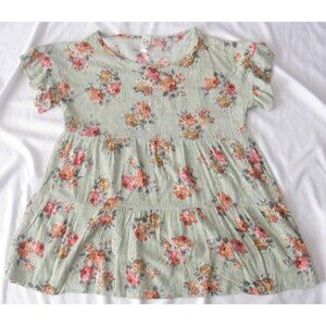 Y2K Vtg Baby Doll Top Floral Whimsigoth Fairy Rayon Corquette Women Sz M (WB490)